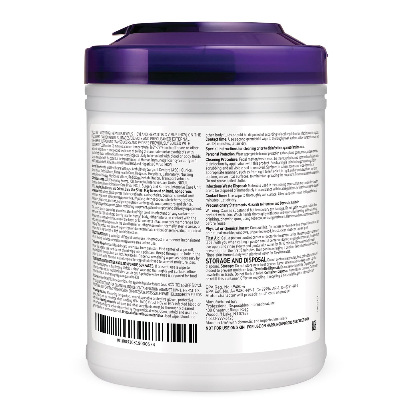 Super Sani-Cloth® Large Germicidal Disinfectant Wipes, Canister, 160 ct (Case of 12)