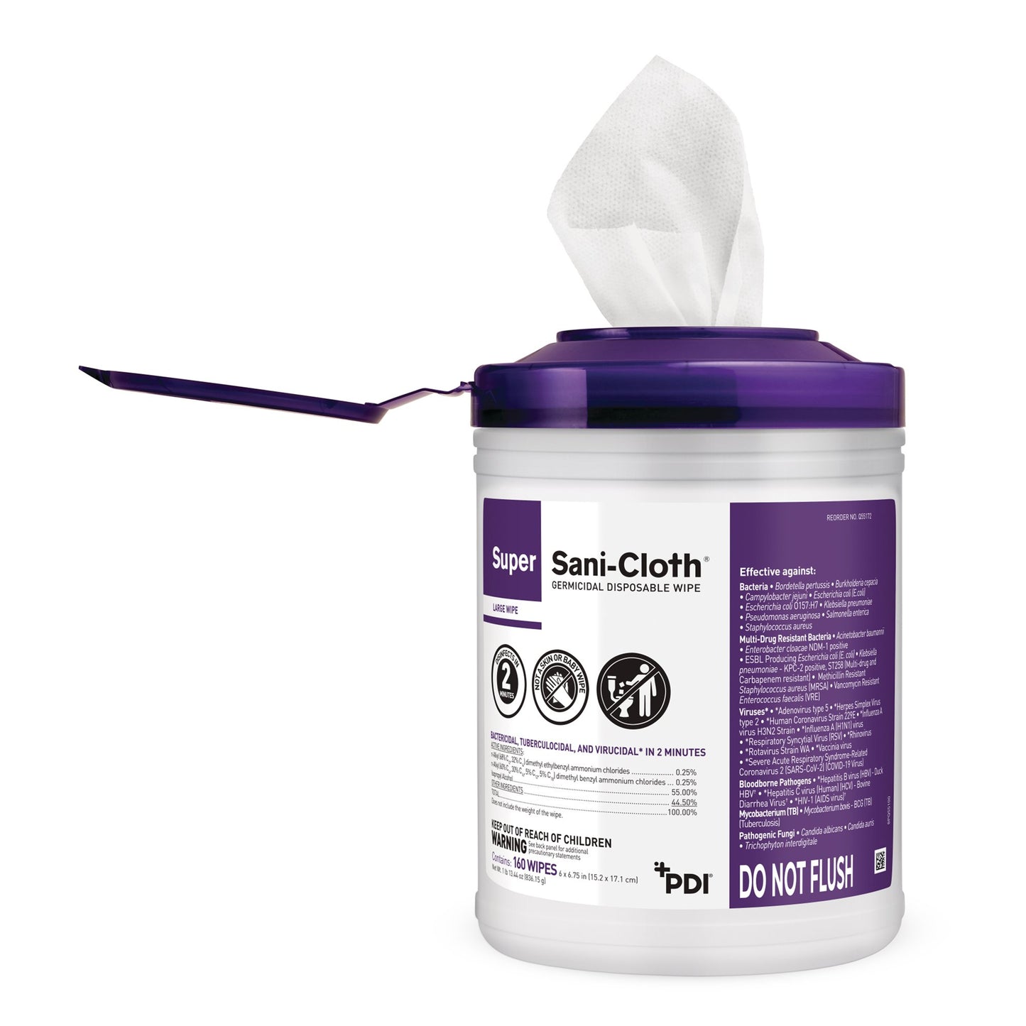 Super Sani-Cloth® Large Germicidal Disinfectant Wipes, Canister, 160 ct (Case of 12)