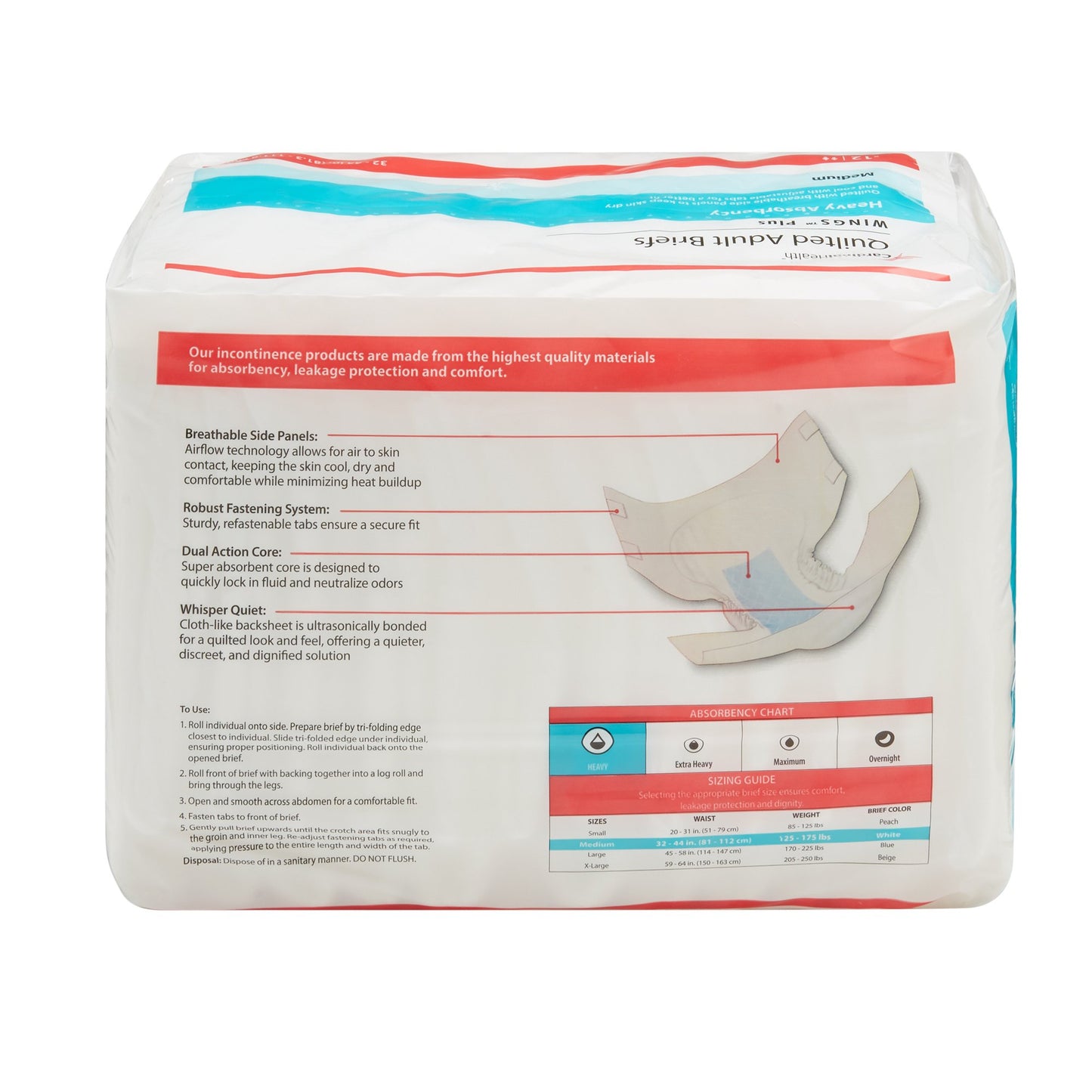 Wings™ Plus Quilted Heavy Absorbency Incontinence Brief